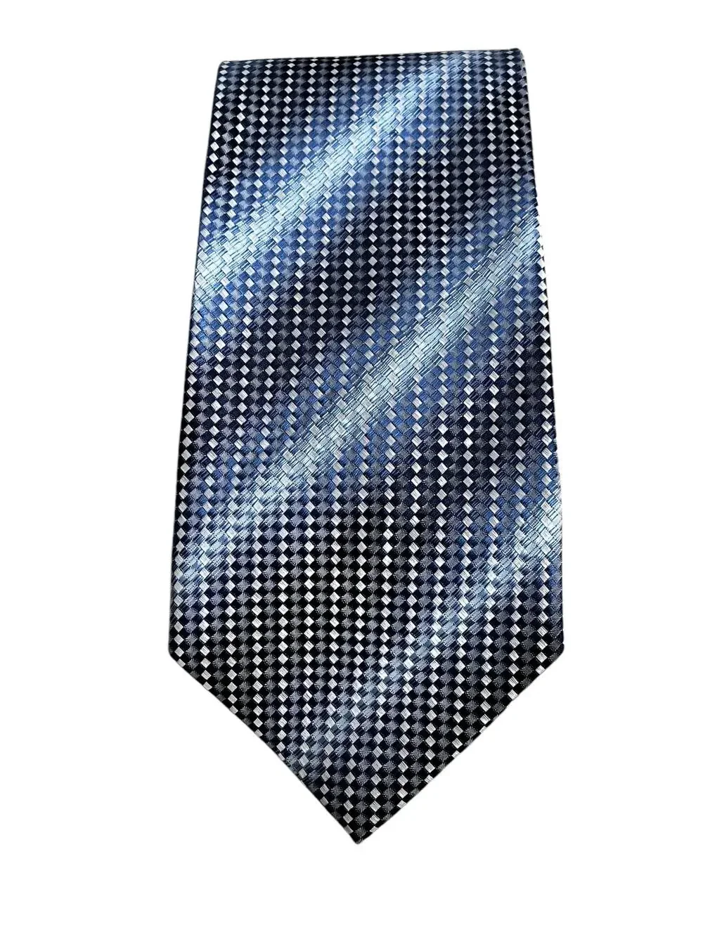 Botinelli Designer Men's 100% Silk Tie Blue Basketweave Pattern